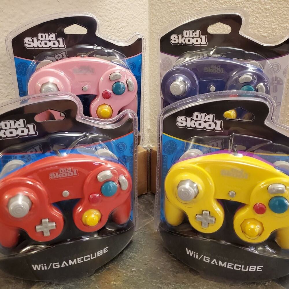 4 Gamecube Controllers - 4 Colors Bundle (NEW) Red Yellow Pink Purple - Nintendo